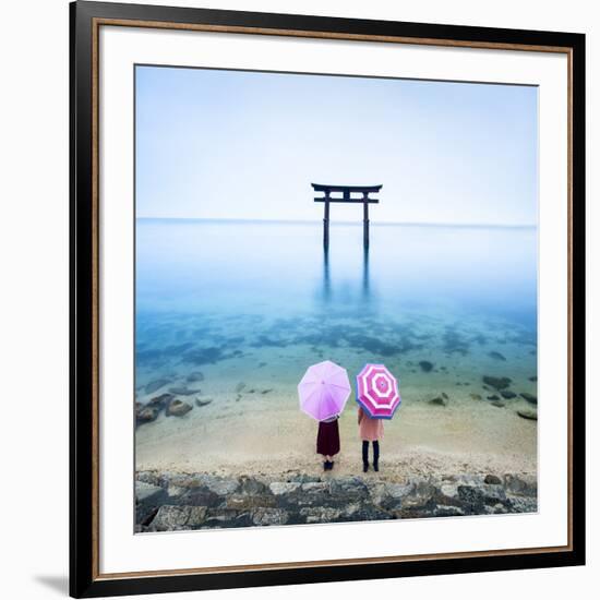 Japanese Torii Gate, Lake Biwa, Takashima, Shiga Prefecture, Japan-Jan Christopher Becke-Framed Premium Photographic Print