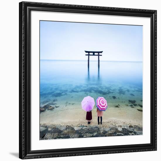 Japanese Torii Gate, Lake Biwa, Takashima, Shiga Prefecture, Japan-Jan Christopher Becke-Framed Premium Photographic Print