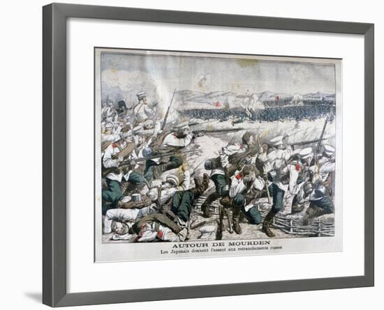 Japanese Troops Attacking Russian Trenches, Mukden, Manchuria, October 1904-null-Framed Giclee Print