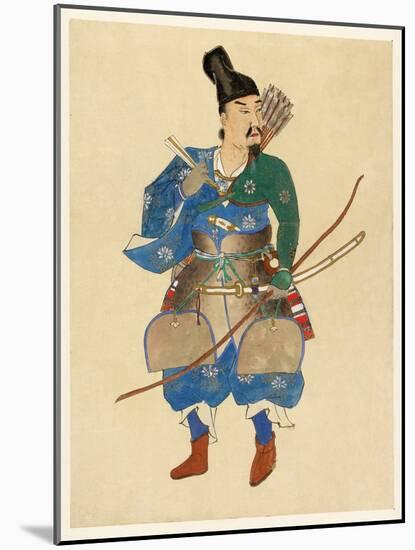 Japanese Warrior, 1800 - 1870 (Hand Coloured Woodblock Print)-Japanese School-Mounted Giclee Print