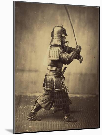 Japanese Warrior in Armour, 1865-7-Felice Beato-Mounted Giclee Print