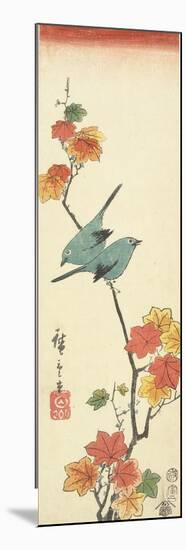 Japanese White-Eyes on a Maple Branch, 1854-Utagawa Hiroshige-Mounted Giclee Print