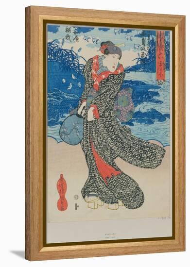 Japanese Woman by the Sea-Utagawa Kunisada-Framed Premier Image Canvas