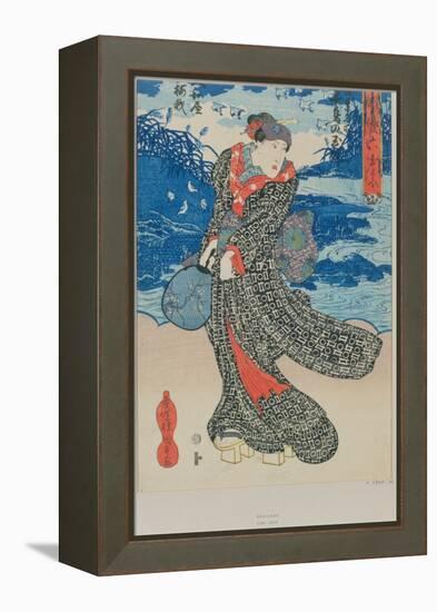 Japanese Woman by the Sea-Utagawa Kunisada-Framed Premier Image Canvas