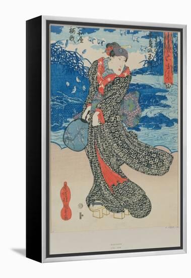 Japanese Woman by the Sea-Utagawa Kunisada-Framed Premier Image Canvas