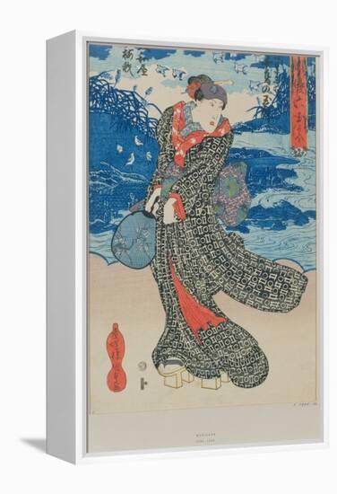 Japanese Woman by the Sea-Utagawa Kunisada-Framed Premier Image Canvas