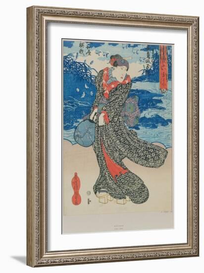 Japanese Woman by the Sea-Utagawa Kunisada-Framed Giclee Print