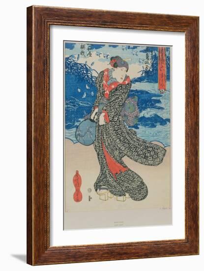 Japanese Woman by the Sea-Utagawa Kunisada-Framed Giclee Print