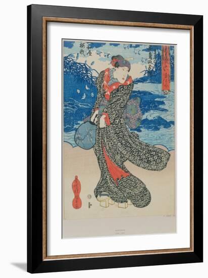 Japanese Woman by the Sea-Utagawa Kunisada-Framed Giclee Print