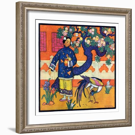 "Japanese Woman in Garden,"March 2, 1929-Henry Soulen-Framed Giclee Print