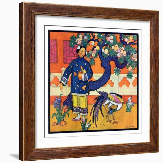 "Japanese Woman in Garden,"March 2, 1929-Henry Soulen-Framed Giclee Print