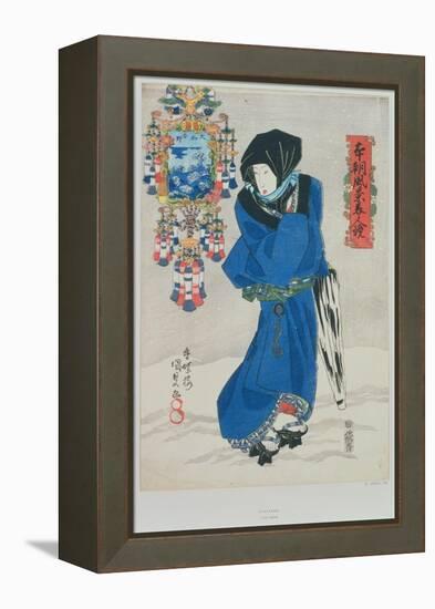 Japanese Woman in the Snow-Utagawa Kunisada-Framed Premier Image Canvas