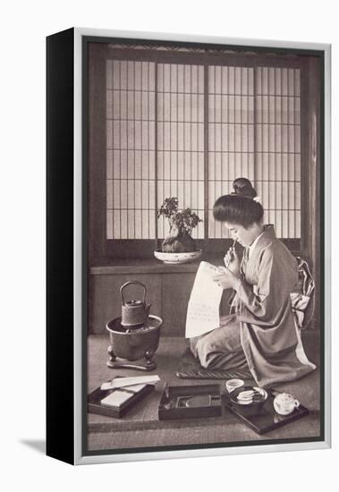 Japanese Woman Writing, 1933-Japanese Photographer-Framed Premier Image Canvas