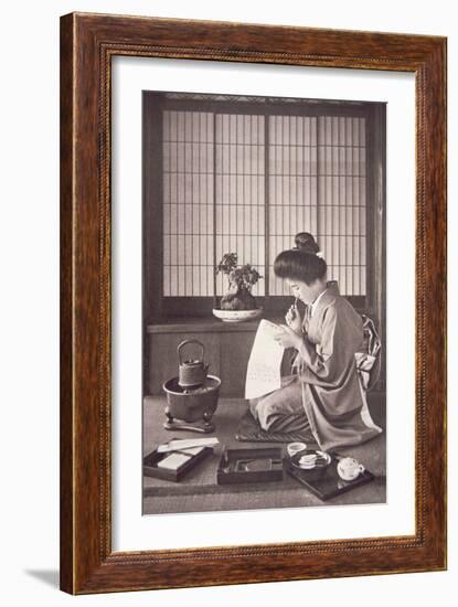 Japanese Woman Writing, 1933-Japanese Photographer-Framed Photographic Print