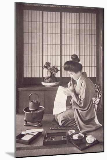 Japanese Woman Writing, 1933-Japanese Photographer-Mounted Photographic Print