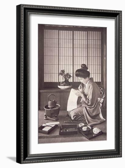 Japanese Woman Writing, 1933-Japanese Photographer-Framed Photographic Print