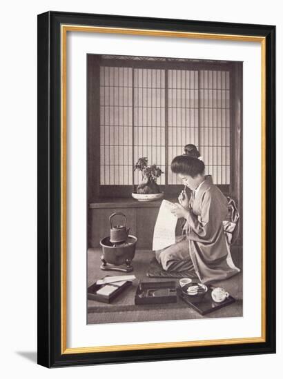 Japanese Woman Writing, 1933-Japanese Photographer-Framed Photographic Print