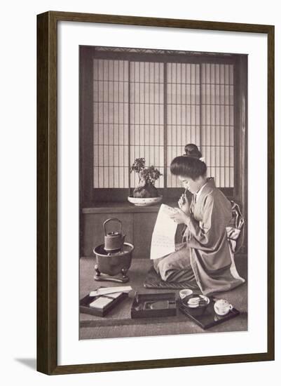 Japanese Woman Writing, 1933-Japanese Photographer-Framed Photographic Print