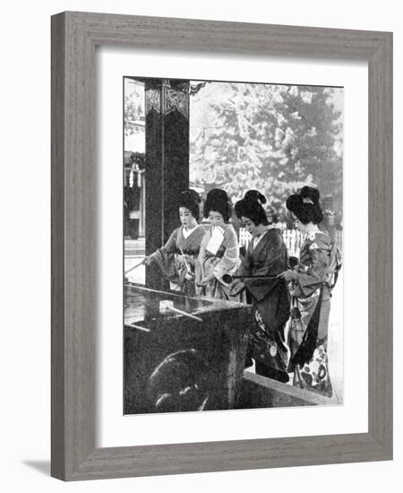 Japanese Women Washing their Hands Prior to Entering a Temple, 1936-Sport & General-Framed Giclee Print