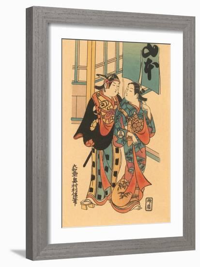 Japanese Woodblock, Couple-null-Framed Art Print