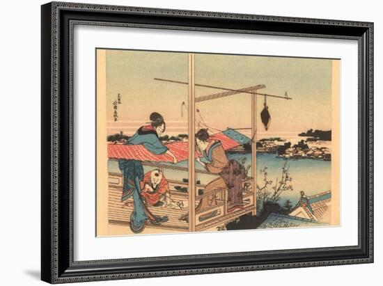 Japanese Woodblock, Fishing-null-Framed Art Print