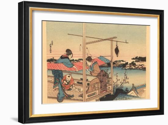 Japanese Woodblock, Fishing-null-Framed Art Print