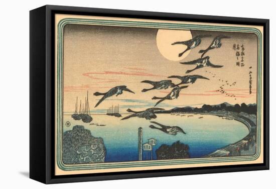 Japanese Woodblock, Flying Geese-null-Framed Stretched Canvas