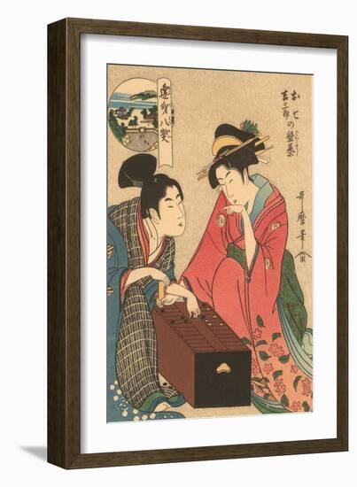 Japanese Woodblock, Geishas Playing Go-null-Framed Art Print