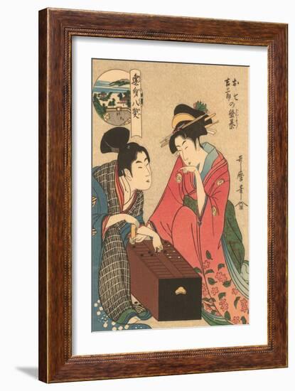 Japanese Woodblock, Geishas Playing Go-null-Framed Art Print