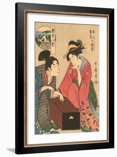 Japanese Woodblock, Geishas Playing Go-null-Framed Art Print