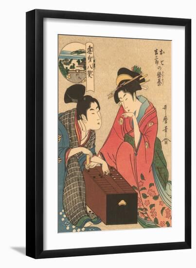 Japanese Woodblock, Geishas Playing Go-null-Framed Art Print