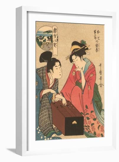 Japanese Woodblock, Geishas Playing Go-null-Framed Art Print