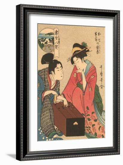 Japanese Woodblock, Geishas Playing Go-null-Framed Art Print