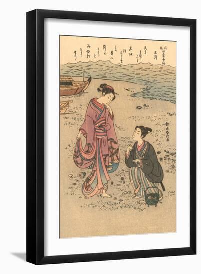 Japanese Woodblock, Japanese Women on Shore-null-Framed Art Print