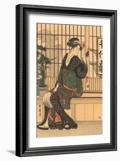 Japanese Woodblock, Lady's Portrait-null-Framed Art Print