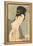 Japanese Woodblock, Lady with Scroll-null-Framed Stretched Canvas