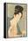 Japanese Woodblock, Lady with Scroll-null-Framed Stretched Canvas