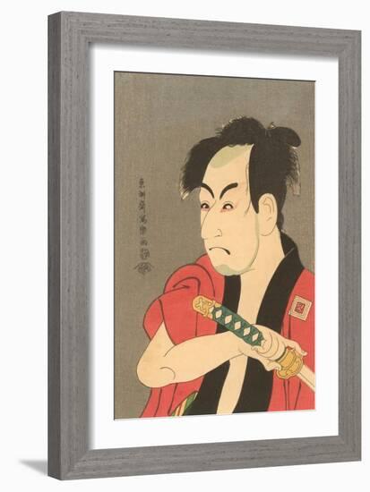 Japanese Woodblock, Man's Portrait-null-Framed Art Print