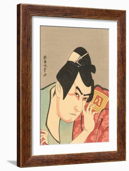 Japanese Woodblock, Man's Portrait-null-Framed Art Print