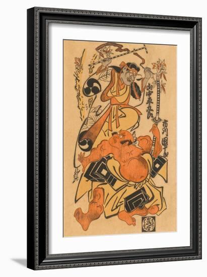 Japanese Woodblock, Man with Demon-null-Framed Art Print