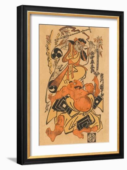 Japanese Woodblock, Man with Demon-null-Framed Art Print