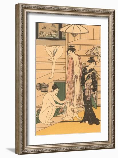 Japanese Woodblock, Public Baths-null-Framed Art Print