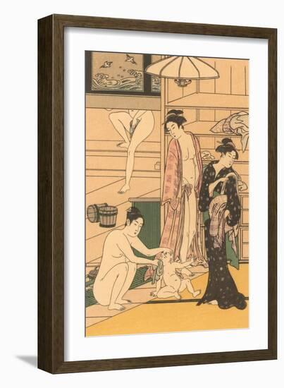 Japanese Woodblock, Public Baths-null-Framed Art Print