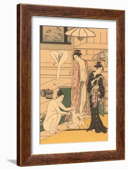 Japanese Woodblock, Public Baths-null-Framed Art Print