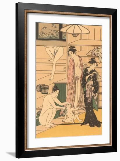 Japanese Woodblock, Public Baths-null-Framed Art Print