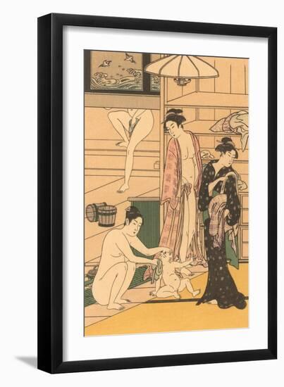 Japanese Woodblock, Public Baths-null-Framed Art Print