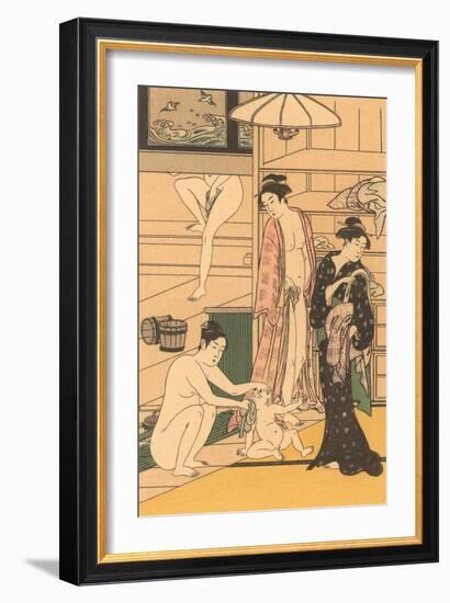 Japanese Woodblock, Public Baths-null-Framed Art Print