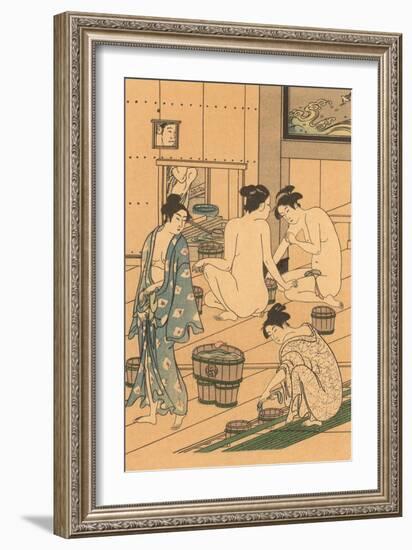 Japanese Woodblock, Public Baths-null-Framed Art Print