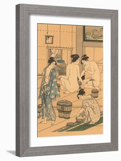 Japanese Woodblock, Public Baths-null-Framed Art Print