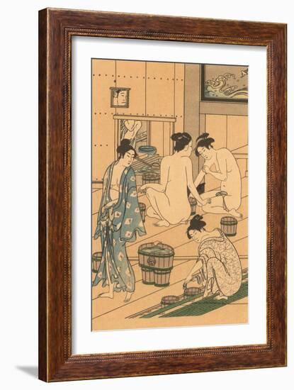 Japanese Woodblock, Public Baths-null-Framed Art Print